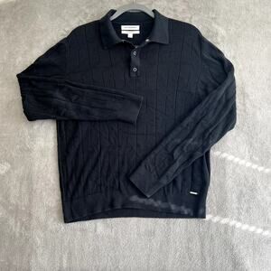 Autograph Modal Cotton Henley Sweater Women's M Geometric Quiet Luxury